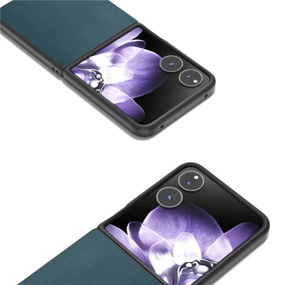 ABEEL For Xiaomi Mix Flip 5G Case Genuine Cow Leather+PC Protective Phone Cover
