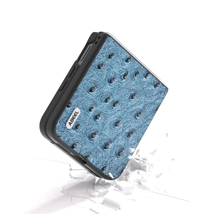 ABEEL For Xiaomi Mix Flip 5G Case Genuine Cow Leather+PC Ostrich Texture Phone Cover