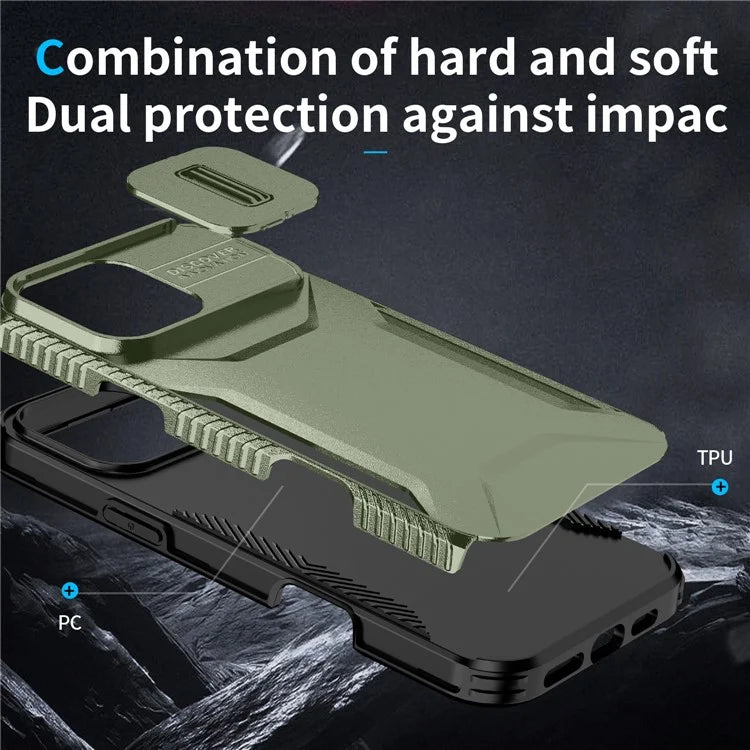 For iPhone 16 Pro Case Camshield TPU+PC Anti-Skid Drop-Proof Phone Cover