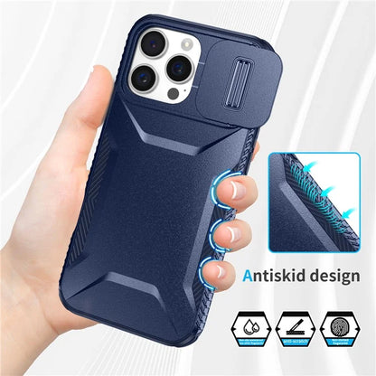 For iPhone 16 Pro Case Camshield TPU+PC Anti-Skid Drop-Proof Phone Cover