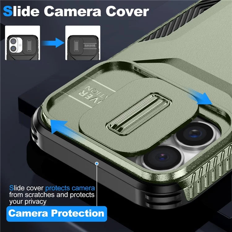 For iPhone 16 Plus Case TPU+PC Slide Lens Protection Phone Cover