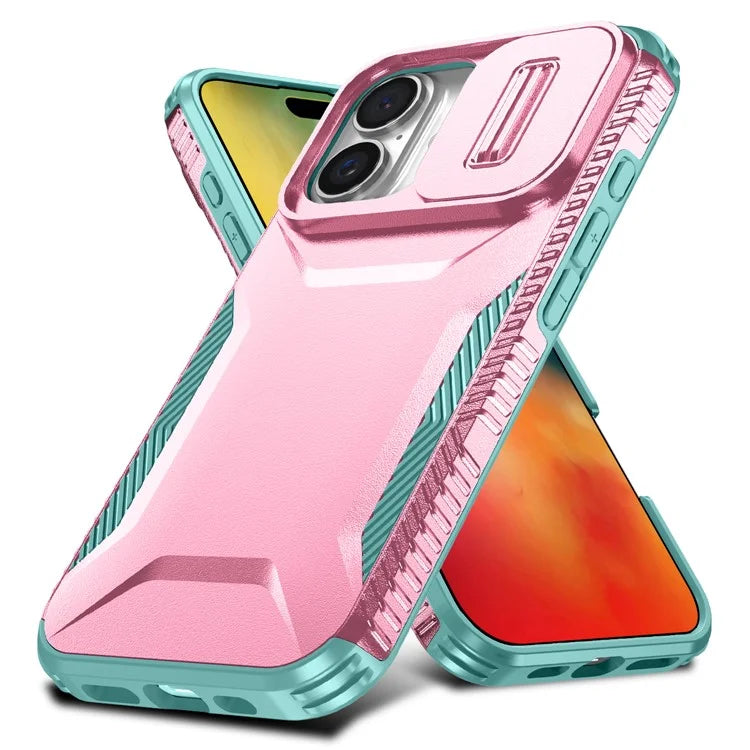 For iPhone 16 Plus Case TPU+PC Slide Lens Protection Phone Cover