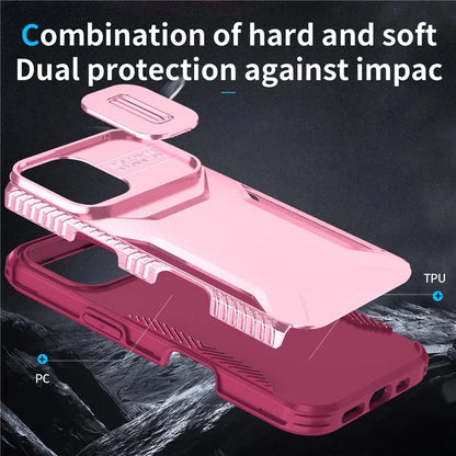 For iPhone 16 Plus Case TPU+PC Slide Lens Protection Phone Cover