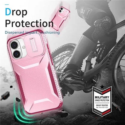 For iPhone 16 Plus Case TPU+PC Slide Lens Protection Phone Cover