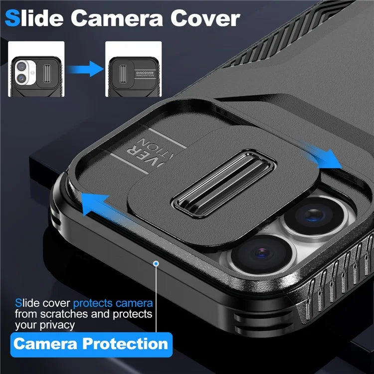 For iPhone 16 Plus Case TPU+PC Slide Lens Protection Phone Cover
