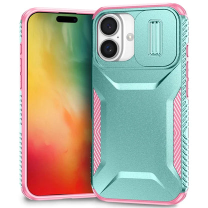 For iPhone 16 Plus Case TPU+PC Slide Lens Protection Phone Cover