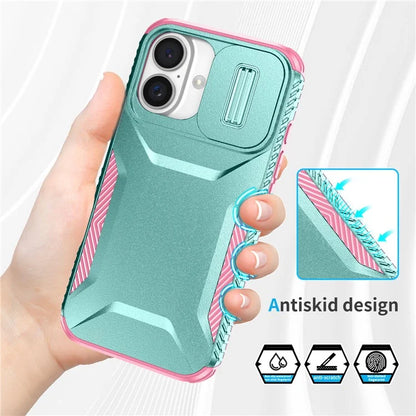 For iPhone 16 Plus Case TPU+PC Slide Lens Protection Phone Cover