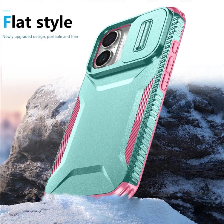 For iPhone 16 Plus Case TPU+PC Slide Lens Protection Phone Cover