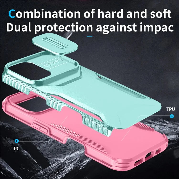 For iPhone 16 Plus Case TPU+PC Slide Lens Protection Phone Cover