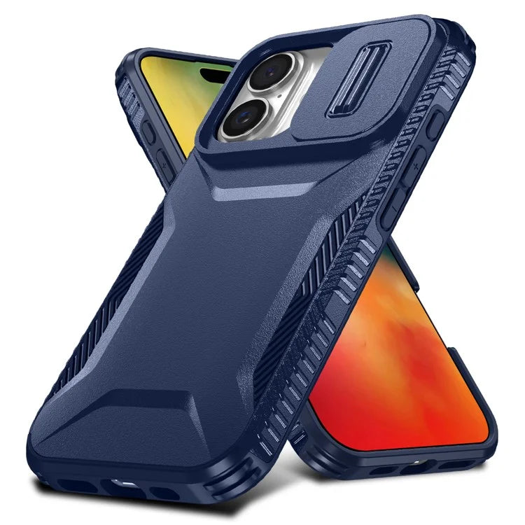 For iPhone 16 Plus Case TPU+PC Slide Lens Protection Phone Cover