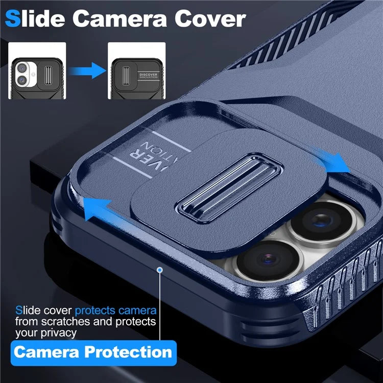For iPhone 16 Plus Case TPU+PC Slide Lens Protection Phone Cover