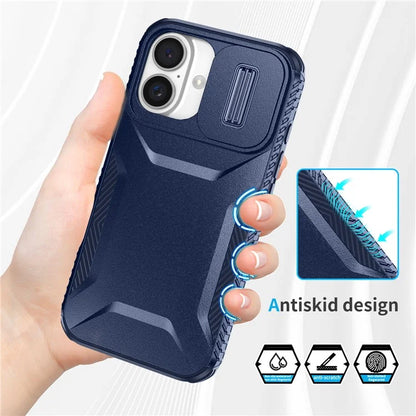 For iPhone 16 Plus Case TPU+PC Slide Lens Protection Phone Cover