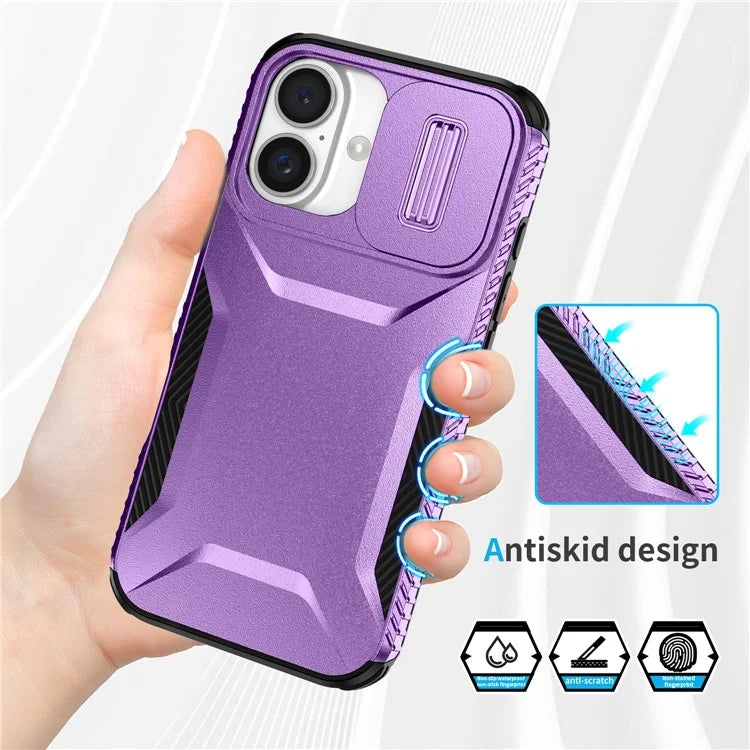 For iPhone 16 Plus Case TPU+PC Slide Lens Protection Phone Cover