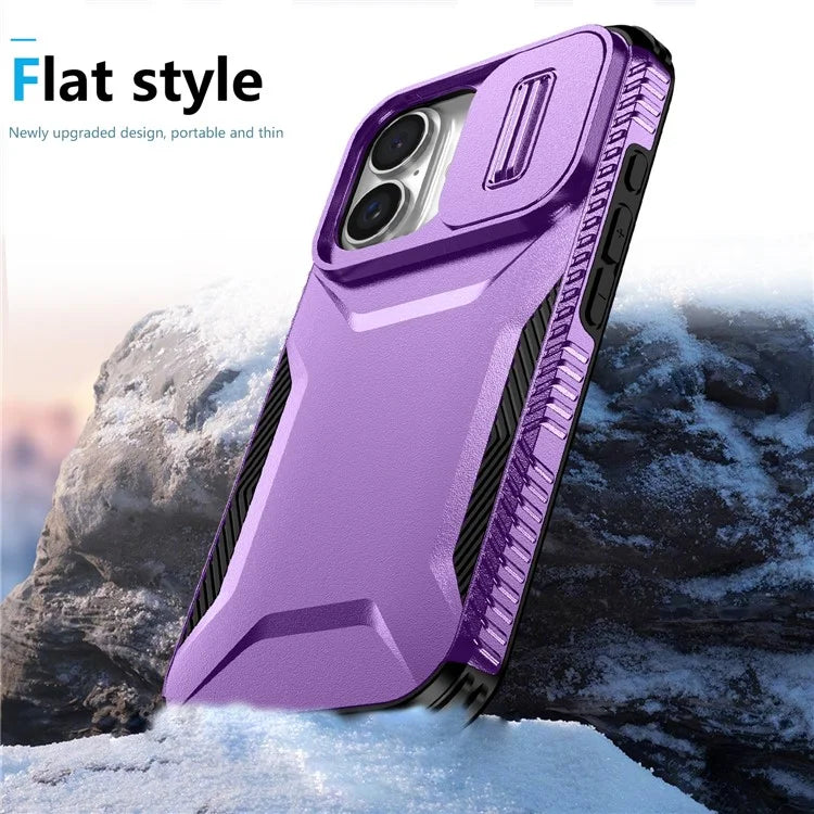 For iPhone 16 Plus Case TPU+PC Slide Lens Protection Phone Cover