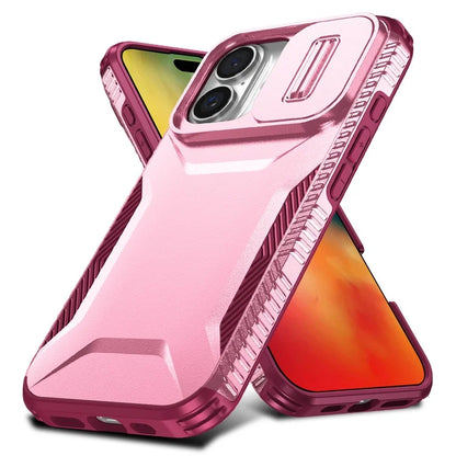 For iPhone 16 Case TPU+PC Phone Protector with Slide Lens Cover