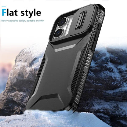 For iPhone 16 Case TPU+PC Phone Protector with Slide Lens Cover