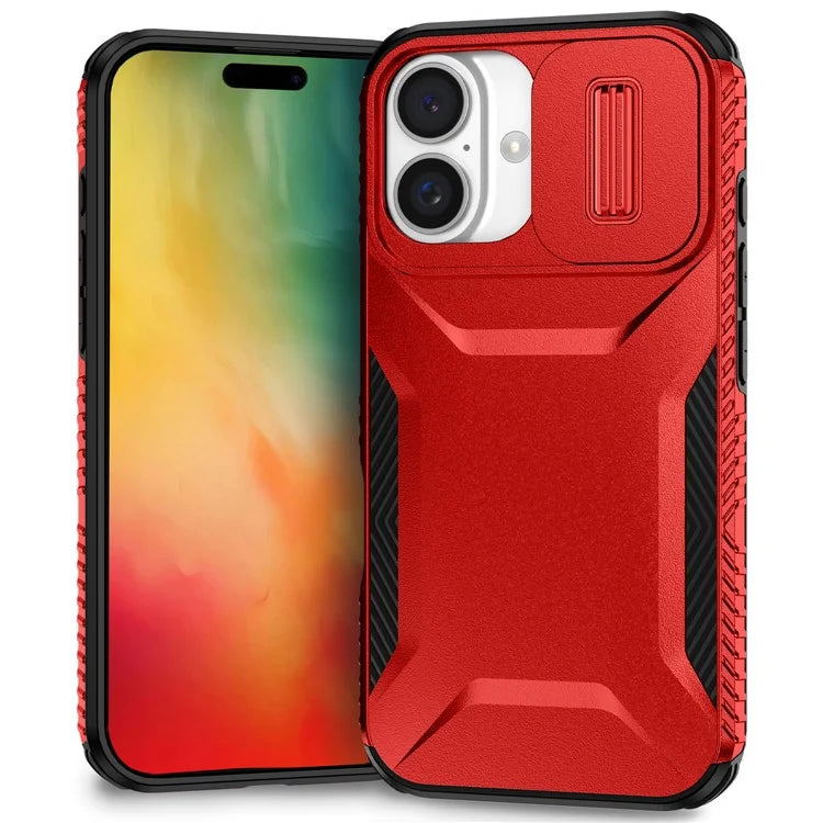 For iPhone 16 Case TPU+PC Phone Protector with Slide Lens Cover