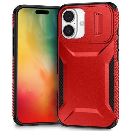 For iPhone 16 Case TPU+PC Phone Protector with Slide Lens Cover