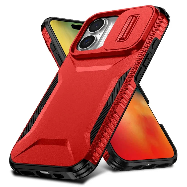 For iPhone 16 Case TPU+PC Phone Protector with Slide Lens Cover