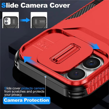 For iPhone 16 Case TPU+PC Phone Protector with Slide Lens Cover