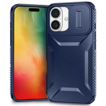 For iPhone 16 Case TPU+PC Phone Protector with Slide Lens Cover