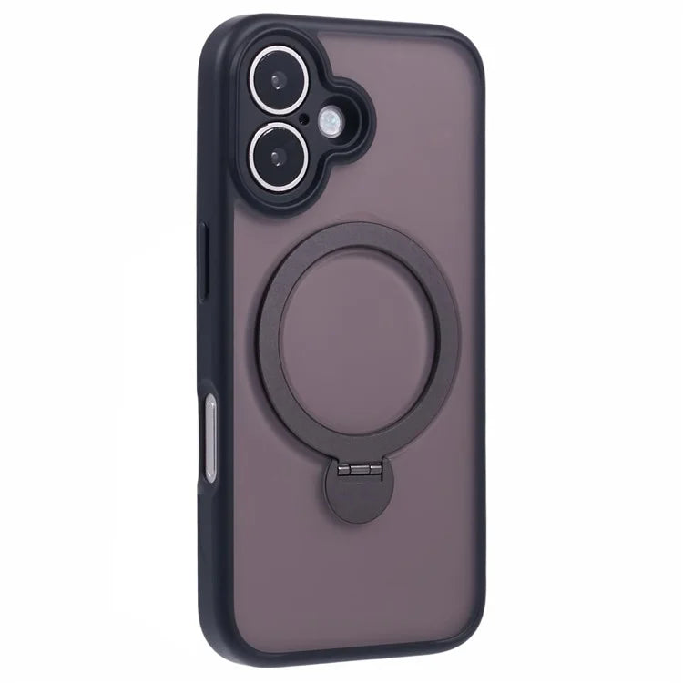 For iPhone 16 Plus Case Rotatable Magnetic Kickstand TPU+PC Matte Phone Cover
