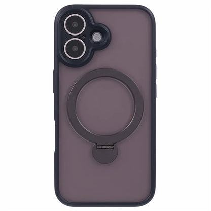 For iPhone 16 Plus Case Rotatable Magnetic Kickstand TPU+PC Matte Phone Cover