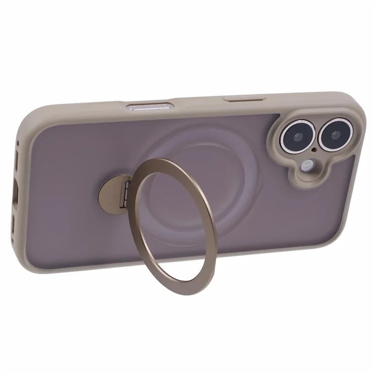 For iPhone 16 Plus Case Rotatable Magnetic Kickstand TPU+PC Matte Phone Cover