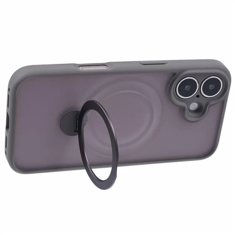 For iPhone 16 Plus Case Rotatable Magnetic Kickstand TPU+PC Matte Phone Cover