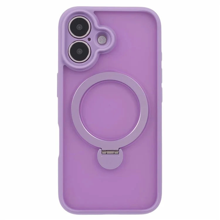 For iPhone 16 Plus Case Rotatable Magnetic Kickstand TPU+PC Matte Phone Cover