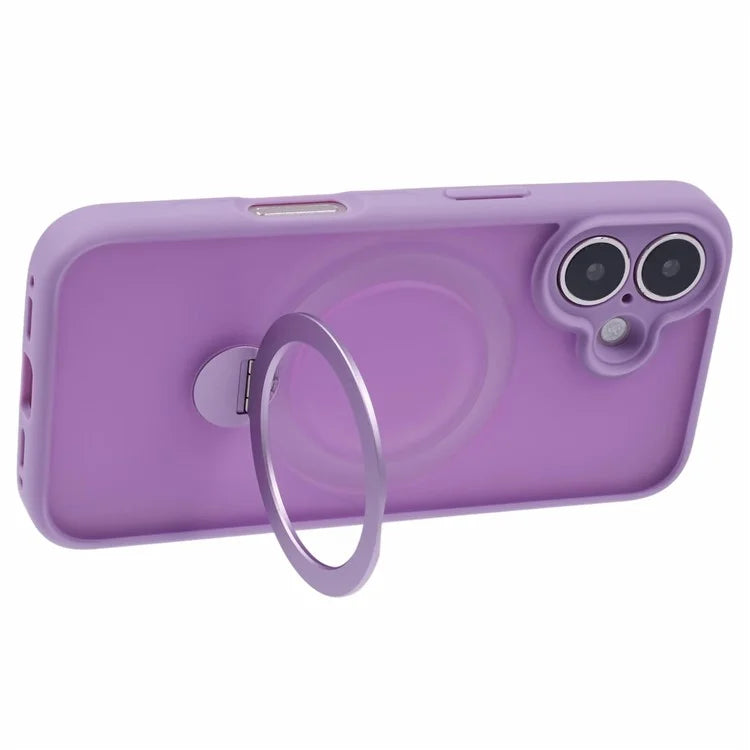 For iPhone 16 Plus Case Rotatable Magnetic Kickstand TPU+PC Matte Phone Cover