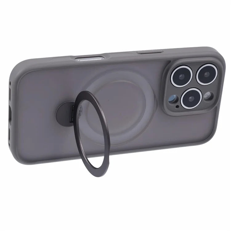 For iPhone 16 Pro Max Case Compatible with MagSafe Matte TPU+PC Phone Cover  Kickstand Ring Holder