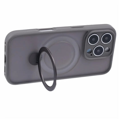 For iPhone 16 Pro Max Case Compatible with MagSafe Matte TPU+PC Phone Cover  Kickstand Ring Holder