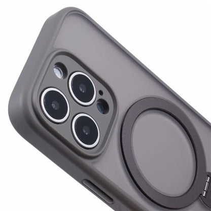 For iPhone 16 Pro Max Case Compatible with MagSafe Matte TPU+PC Phone Cover  Kickstand Ring Holder