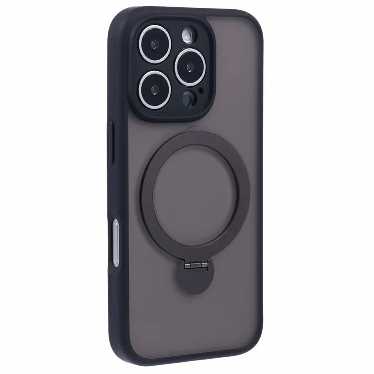 For iPhone 16 Pro Max Case Compatible with MagSafe Matte TPU+PC Phone Cover  Kickstand Ring Holder