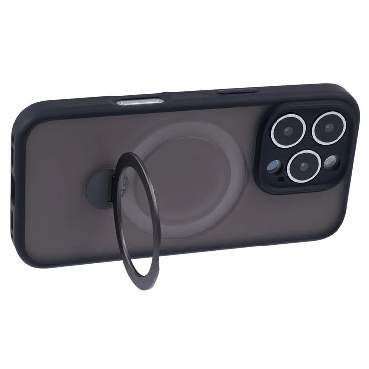For iPhone 16 Pro Max Case Compatible with MagSafe Matte TPU+PC Phone Cover  Kickstand Ring Holder