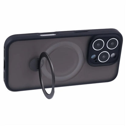 For iPhone 16 Pro Max Case Compatible with MagSafe Matte TPU+PC Phone Cover  Kickstand Ring Holder