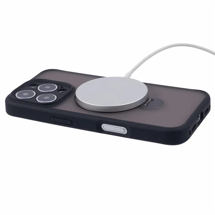 For iPhone 16 Pro Max Case Compatible with MagSafe Matte TPU+PC Phone Cover  Kickstand Ring Holder