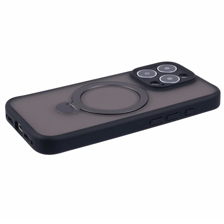 For iPhone 16 Pro Max Case Compatible with MagSafe Matte TPU+PC Phone Cover  Kickstand Ring Holder