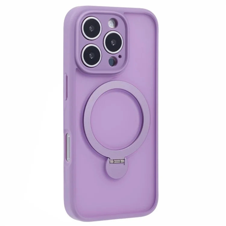 For iPhone 16 Pro Max Case Compatible with MagSafe Matte TPU+PC Phone Cover  Kickstand Ring Holder