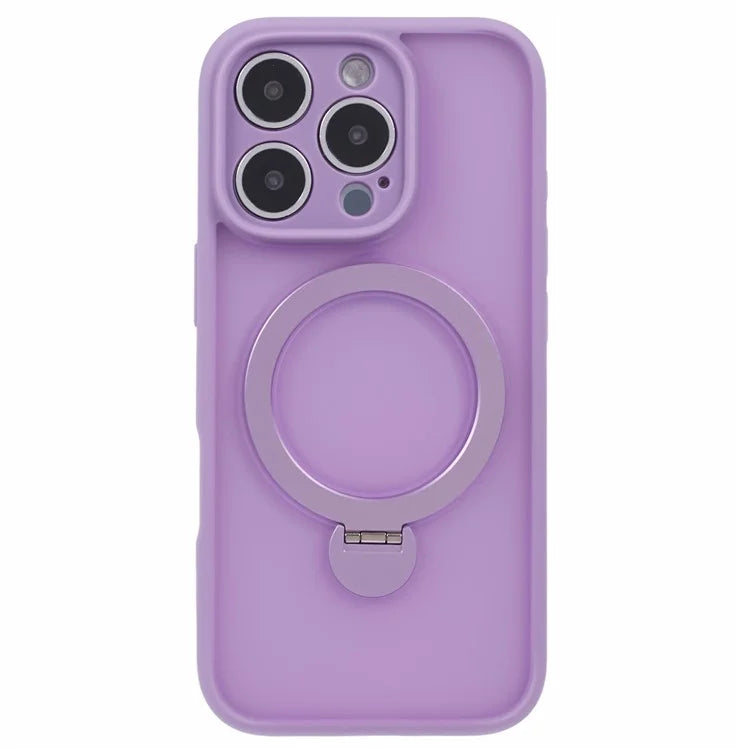 For iPhone 16 Pro Max Case Compatible with MagSafe Matte TPU+PC Phone Cover  Kickstand Ring Holder