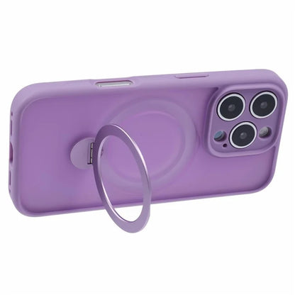 For iPhone 16 Pro Max Case Compatible with MagSafe Matte TPU+PC Phone Cover  Kickstand Ring Holder