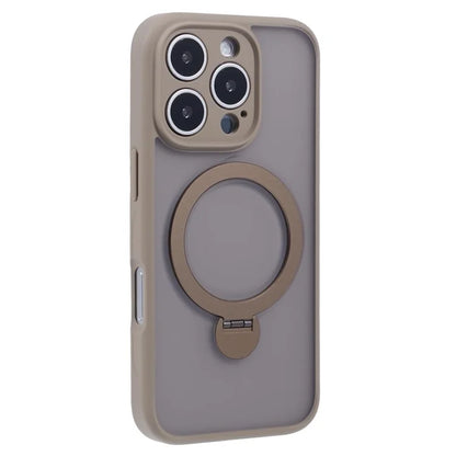 For iPhone 16 Pro Max Case Compatible with MagSafe Matte TPU+PC Phone Cover  Kickstand Ring Holder