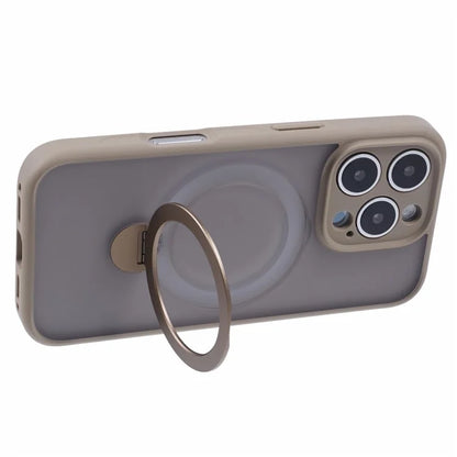For iPhone 16 Pro Max Case Compatible with MagSafe Matte TPU+PC Phone Cover  Kickstand Ring Holder
