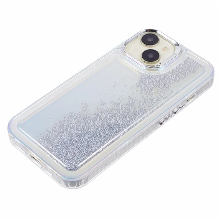 For iPhone 15 Cell Phone Cover Flowing Beads PC+TPU Back Case