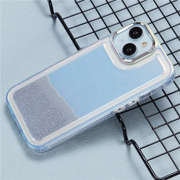 For iPhone 15 Cell Phone Cover Flowing Beads PC+TPU Back Case