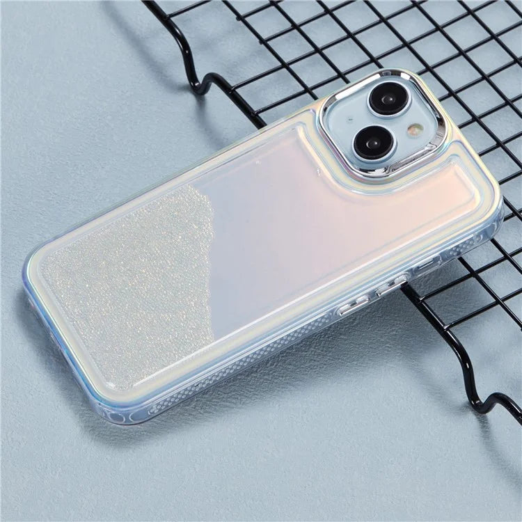 For iPhone 15 Cell Phone Cover Flowing Beads PC+TPU Back Case