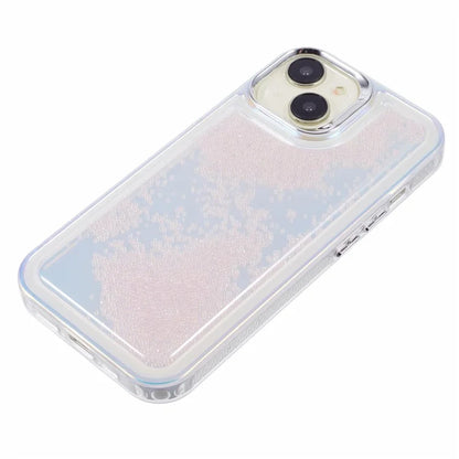 For iPhone 15 Cell Phone Cover Flowing Beads PC+TPU Back Case