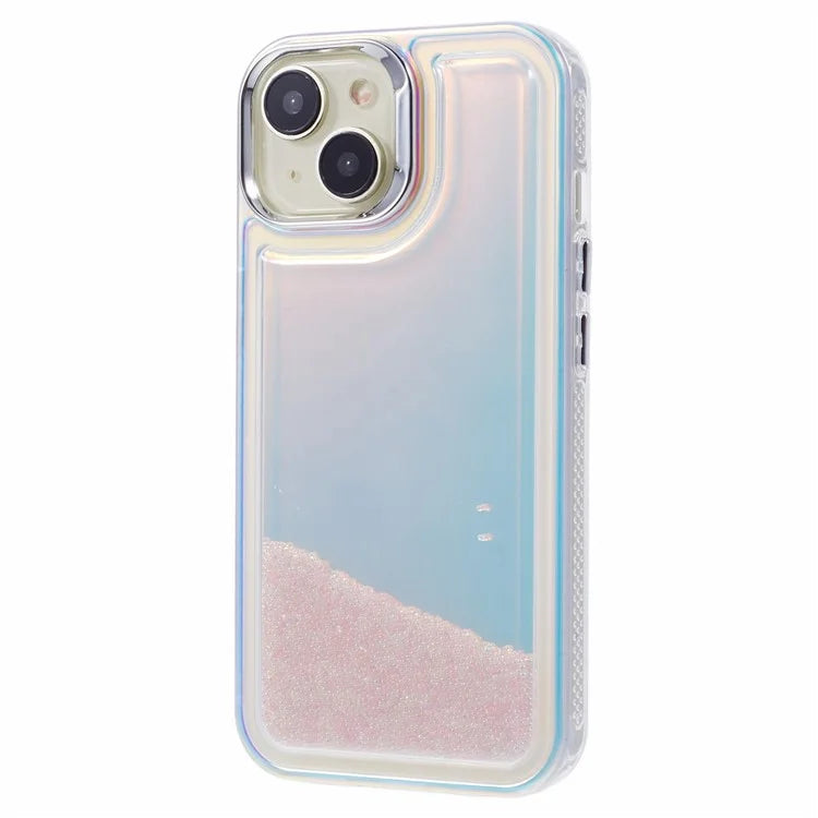 For iPhone 15 Cell Phone Cover Flowing Beads PC+TPU Back Case
