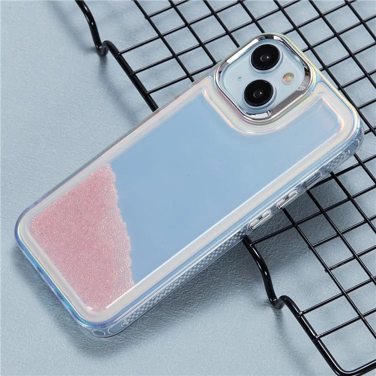 For iPhone 15 Cell Phone Cover Flowing Beads PC+TPU Back Case